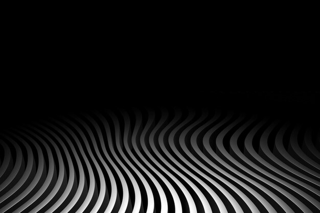 3d illustration of a stereo black  strip . Geometric stripes similar to waves. Abstract blue  glowing crossing lines pattern