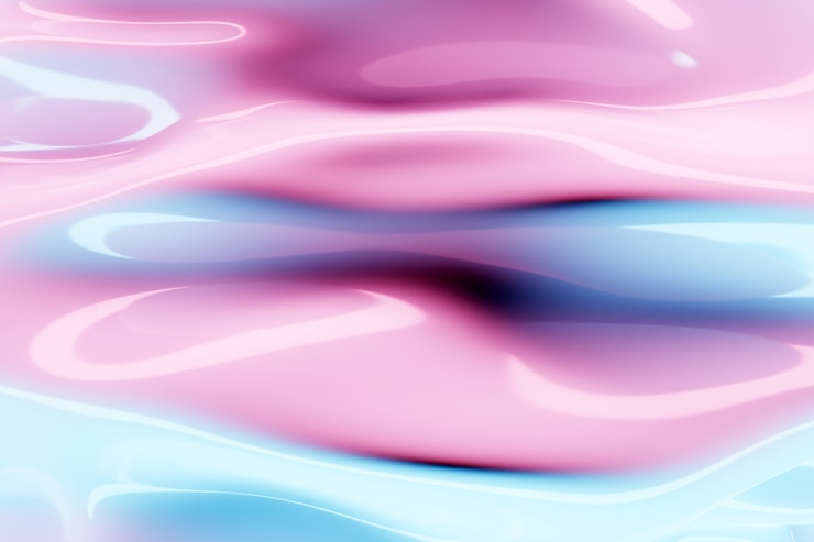 Photo 3d illustration of a stereo pink and blue   strip  geometric stripes similar to waves
