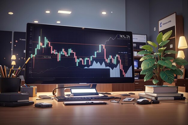 3d illustration of stock trading chart business concept