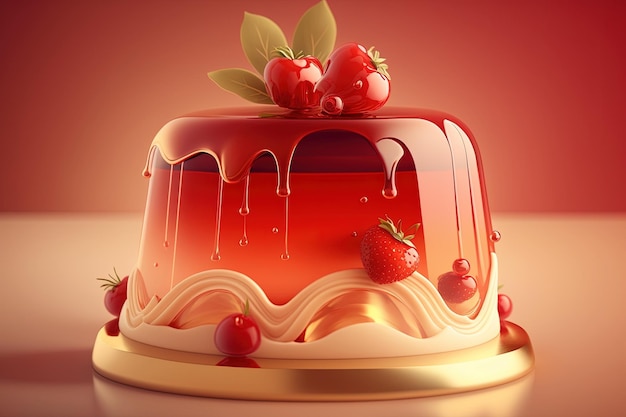 3d illustration strawberry and strawberry jelly.