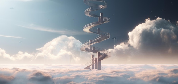 3D illustration of a stunning staircase ascending into the sky