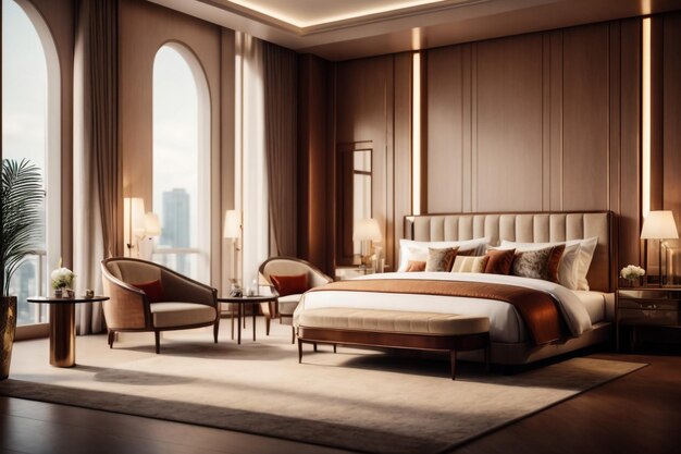 Photo 3d illustration of stylish luxury apartment interior