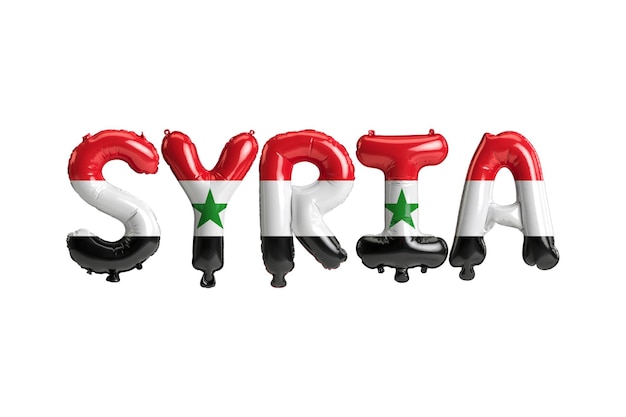 3d illustration of Syrialetter balloons with flags color isolated on white