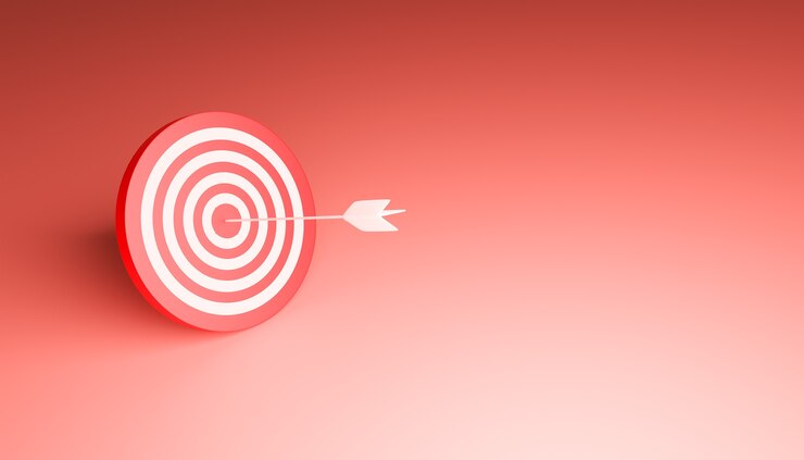 3d illustration of target with arrow hit in center