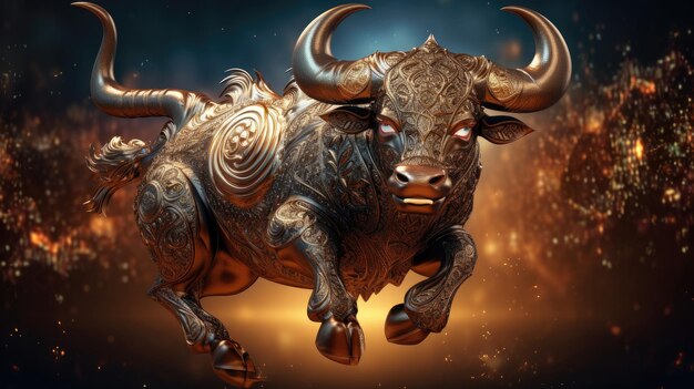 Photo 3d illustration of the taurus zodiac sign