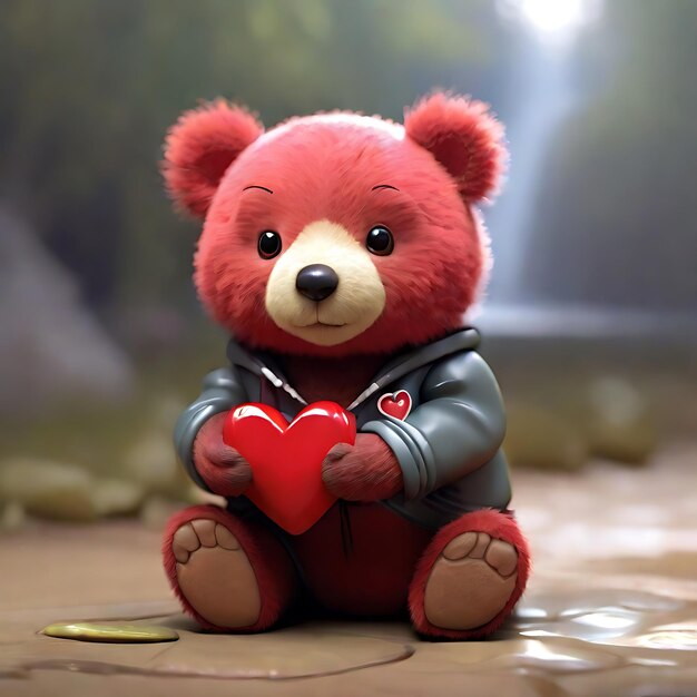 3d illustration of teddy bear with heart