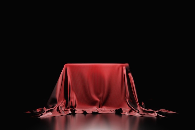 3d illustration of the texture of a red natural fabric with folds Abstract background from natural beautiful fabric closeup Red curtains stage curtain