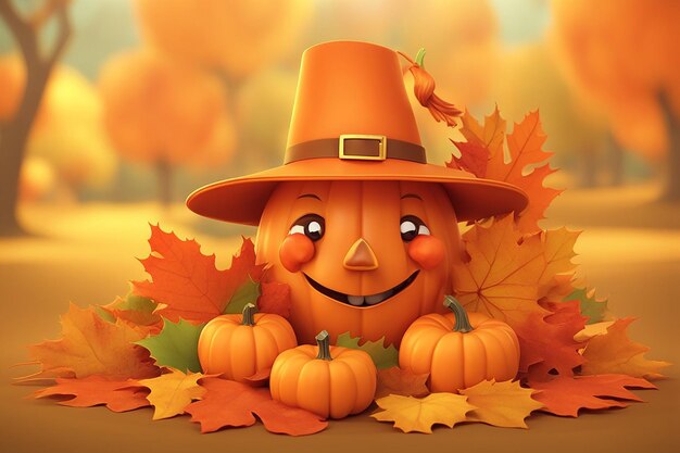 Photo 3d illustration thanksgiven banner art autumn