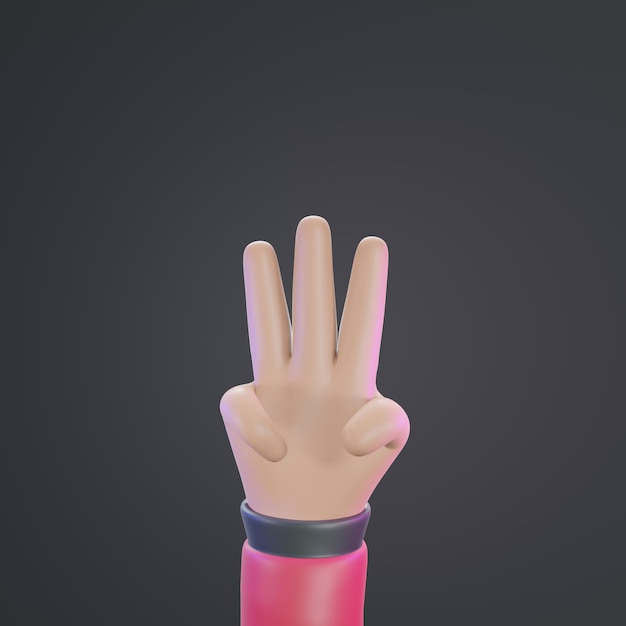 3d Illustration Three Finger Gesture