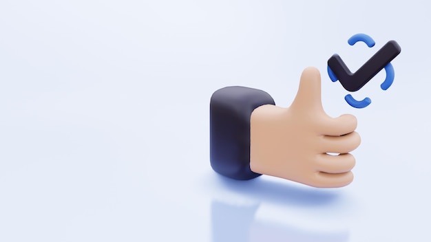 3d illustration thumb up approved and checklist mark