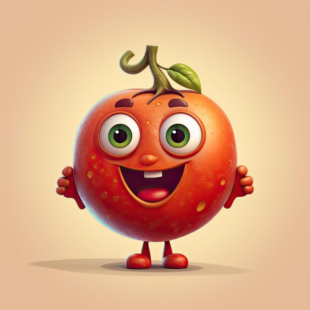 3D Illustration of tomato character that is drawn in cartoon style AI Generated