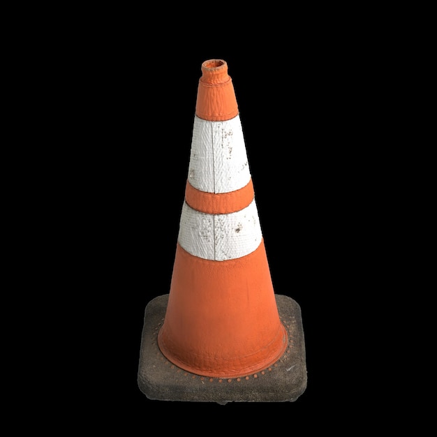 3d illustration of traffic cones isolated on black background
