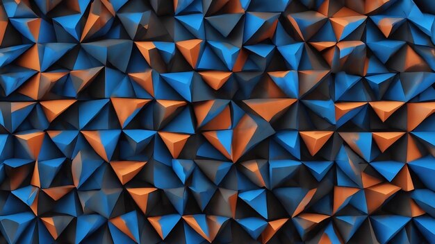 3d illustration triangles and geometric patterns of blue lines on a black background