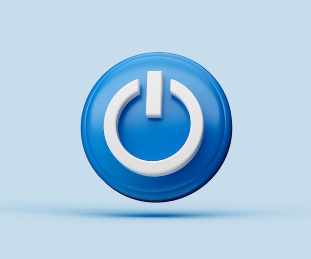 3d illustration turn off or on icon on blue background with shadow