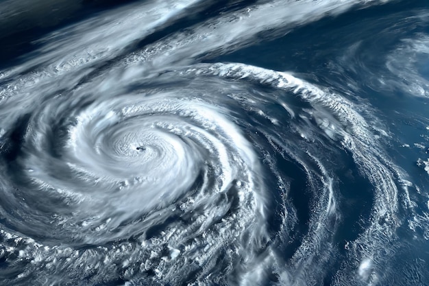 3d illustration of typhoon over planet earth monitoring hurricane