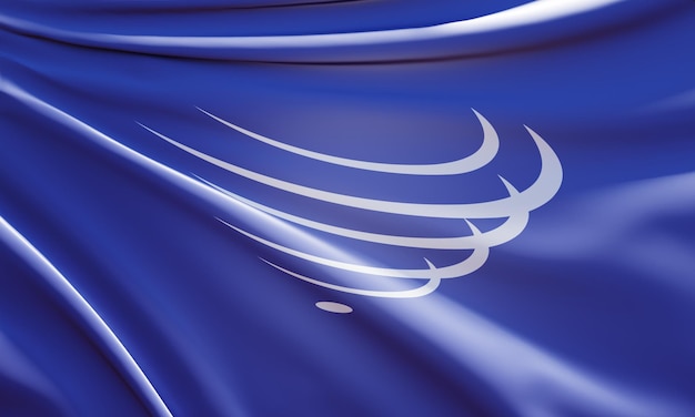 3d illustration of unasur flag on wavy fabric