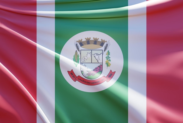 3d illustration of uniao do oeste flag on wavy fabric