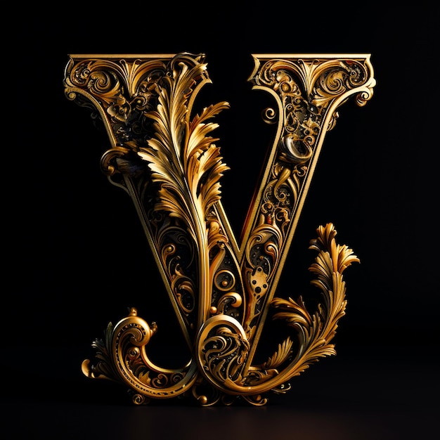 3D illustration of an uppercase letter v