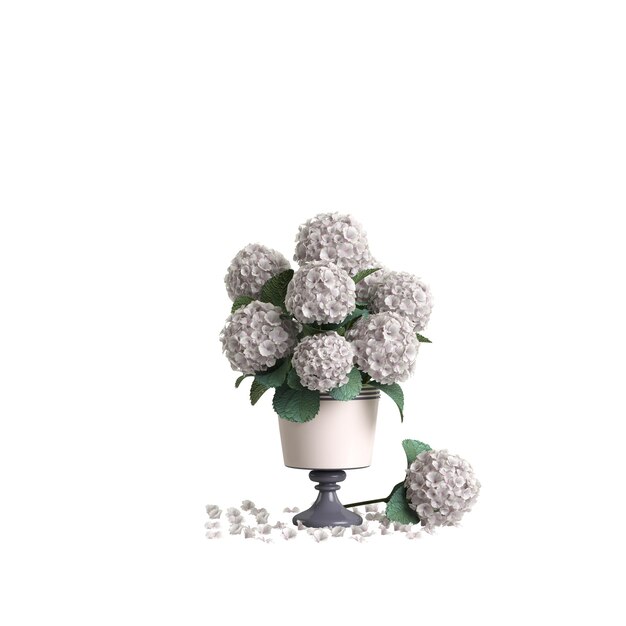 3d illustration of vase flowers isolated on grey background