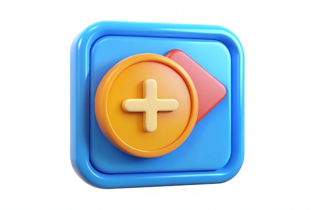 3d illustration of video play button with plus sign abstract