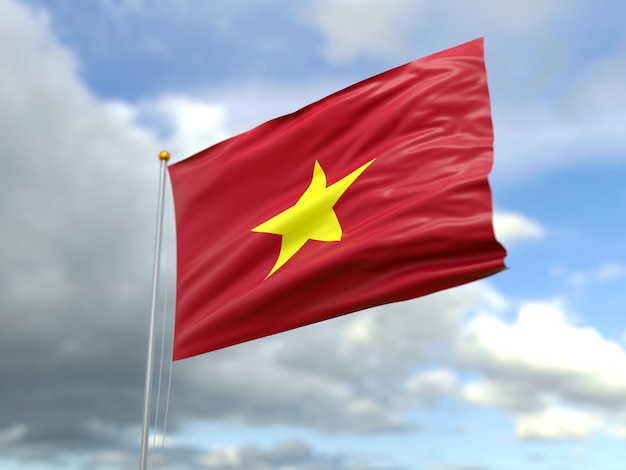 3d illustration of vietnam flag on sky background