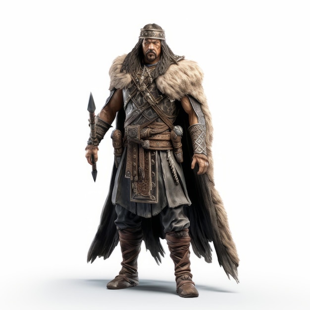 Photo 3d illustration of viking warrior in unreal engine 5 style