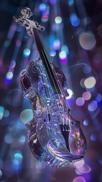 3D illustration of a violin with a cross on the neck against a bokeh background