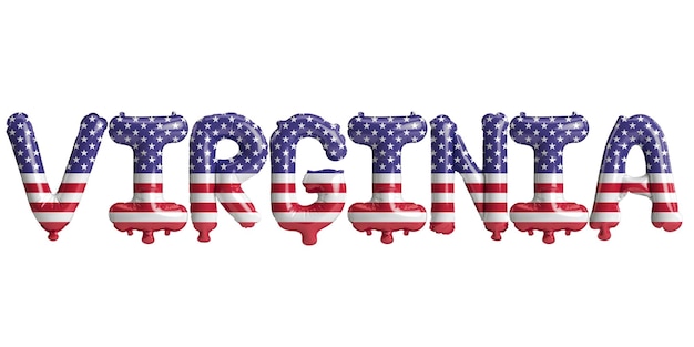 흰색 배경에 고립 된 미국 국기 색으로 버지니아 풍선의 3d 그림