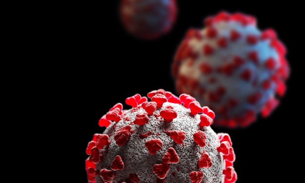 3d illustration virus cells. isolated on black background\
coronavirus copy space. covid-19