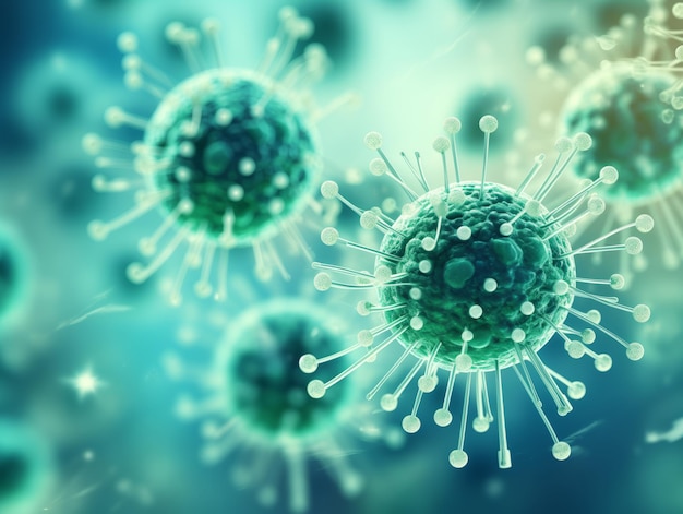 3d illustration of a virus pathogenic viruses causing infection Virus abstract background