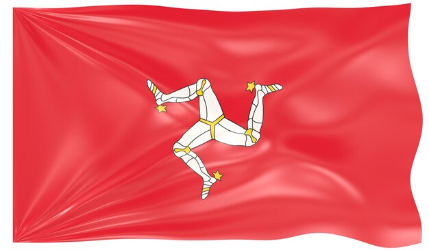 Photo 3d illustration of a waving flag of isle of man