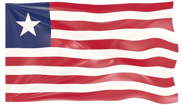 3d Illustration of a Waving Flag of Liberia