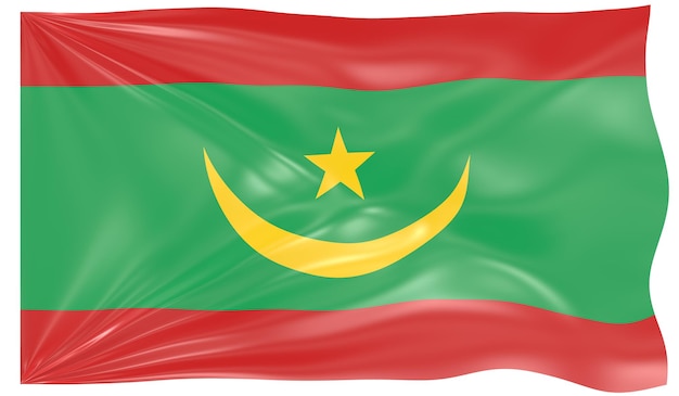 3d Illustration of a Waving Flag of Mauritania