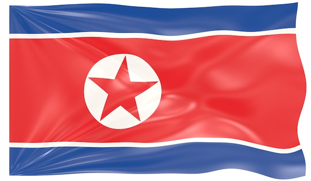 Photo 3d illustration of a waving flag of north korea