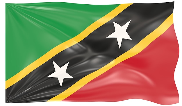 3d Illustration of a Waving Flag of Saint Kitts and Nevis