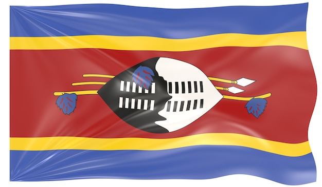 스와질란드 - Eswatini의 흔들며 깃발의 3d 일러스트