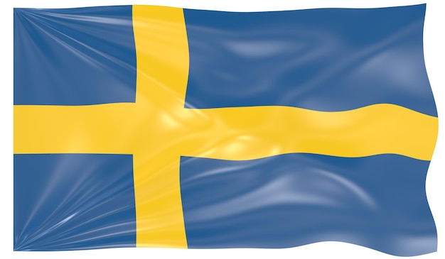 Photo 3d illustration of a waving flag of sweden