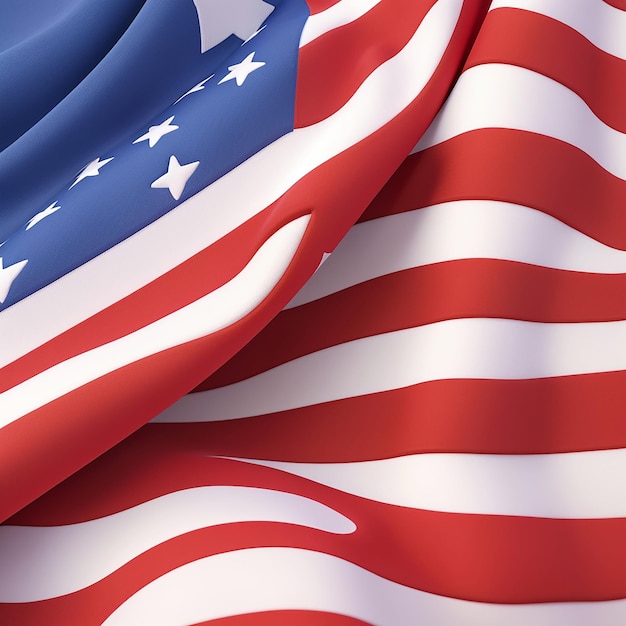 3d illustration Waving flag of United States