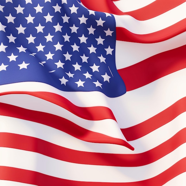 3d illustration Waving flag of United States