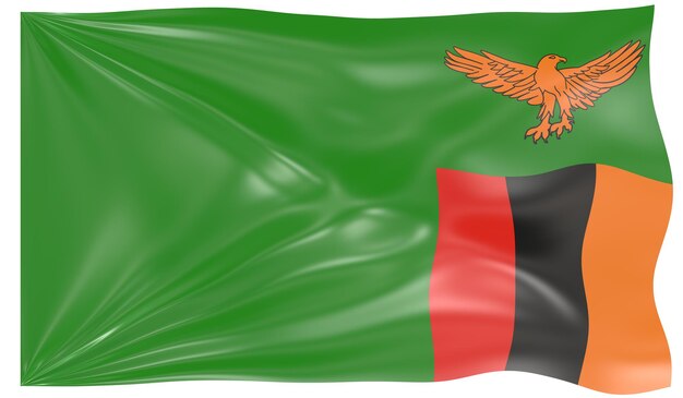 Photo 3d illustration of a waving flag of zambia