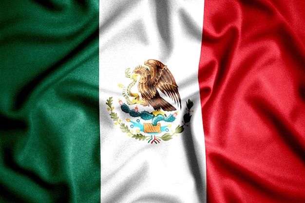3D иллюстрация развевающейся текстуры флага Мексики