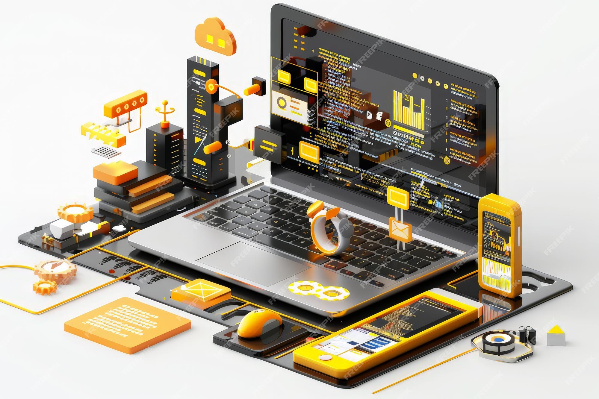 Premium Photo | 3d Illustration of Web development application design ...