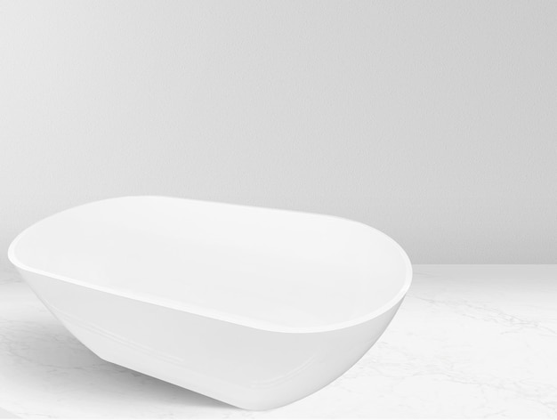 3D illustration White bathtub isolated on white background Cle