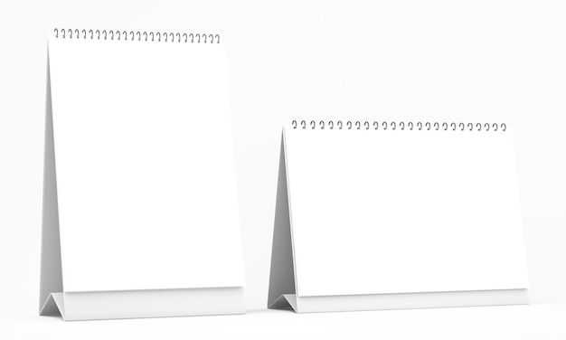 3d illustration of white blank calendar on white
background