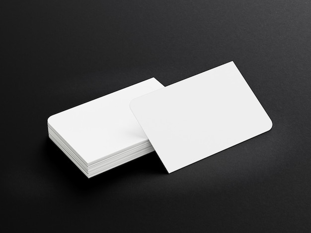 3D illustration White business card on black background