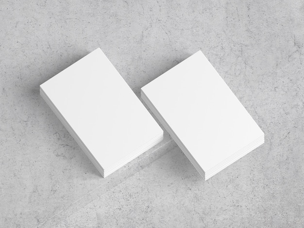 3D Illustration White business card mockup isolated on marble background