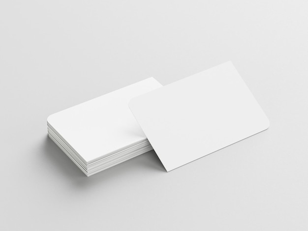 3D illustration White business card on white background