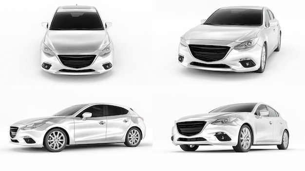 3d illustration White City car for your creative design 3D rendering