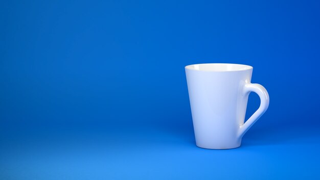 Foto illustrazione 3d. tazza da caffè bianca realizzata in materiale ceramico. tazza