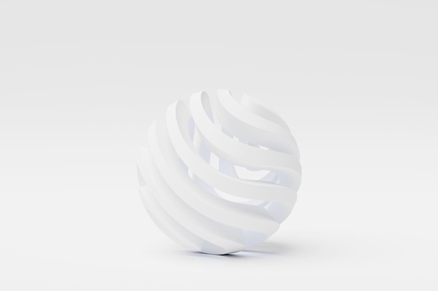 3D illustration of a white sphere with many faces and holes on a white background Cyber ball sphere